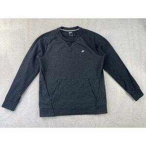 Nike Men’s Medium Black Rubber Swoosh Logo Pocket Pullover Sweatshirt